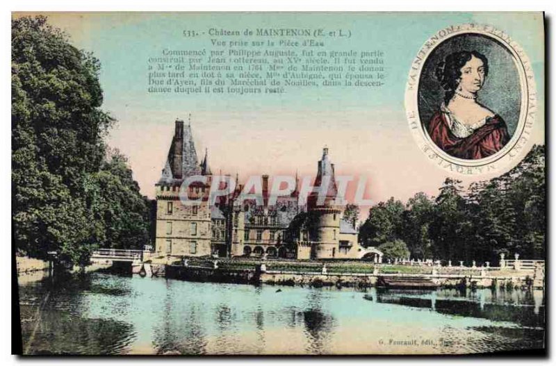 Old Postcard Chateau de Maintenon E and L View taken on Piece of Water