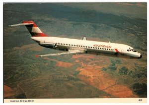 Austrian Airlines DC 9 Airplane Postcard