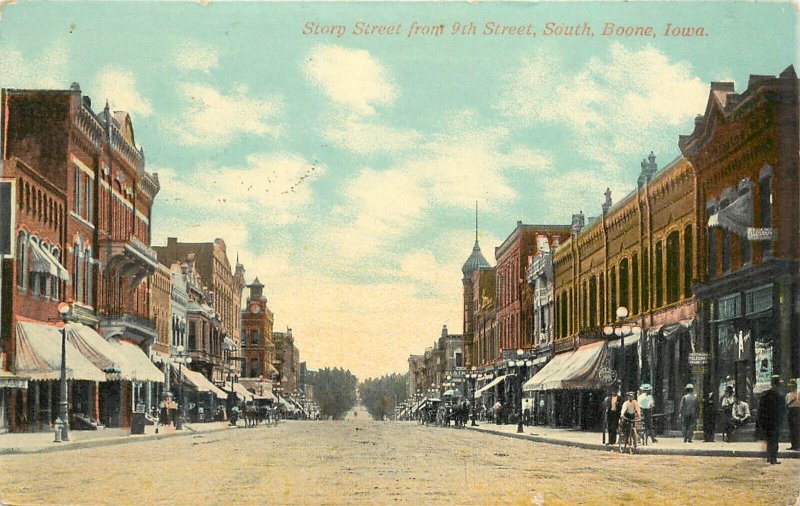 Vintage Postcard Story Street From 9th Street South Boone Iowa