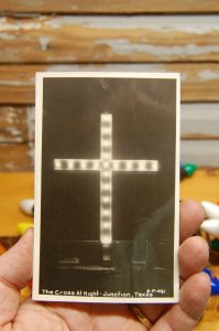 RPPC Junction Texas Illuminated Cross at Night - A19