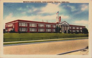 USA Nebraska Omaha Benson High School 52nd and Maple Vintage Postcard C227