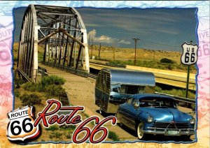 Gallup, NM New Mexico 50's CAR & TRAILER~ROUTE 66 Rio Puerco Bridge 4X6 Postcard