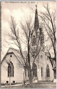 1910's First Presbyterian Church Le Mars Iowa IA Parish Building Posted Postcard