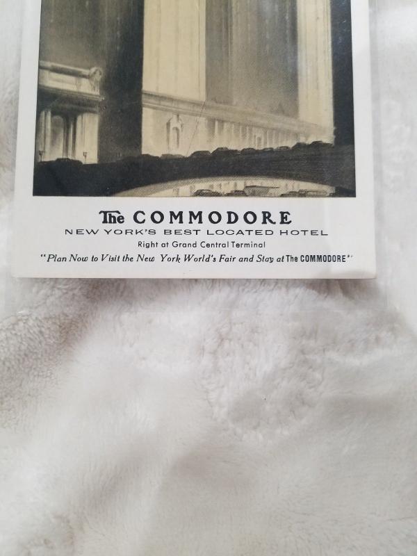 Antique Postcard, The Commodore, New York's Best Located Hotel