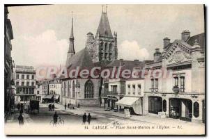 Old Postcard Laigle Place Saint Martin and the church