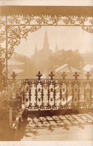 New Orleans Louisiana Cast Iron Gate Pontalba Balcony Real Photo PC AA67376