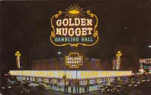 Nevada Las Vegas Golden Nugget Gambling Hall At Night