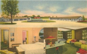 Nebraska Lincoln Town & Country Motel Postcard 1940s Nationwide 22-8050