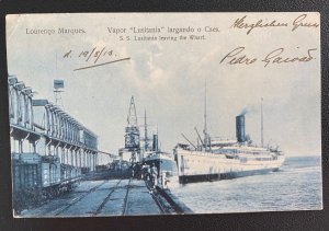 Mint Lorenzo Marques Real Picture Postcard SS Lusitania Leaving the Wharf