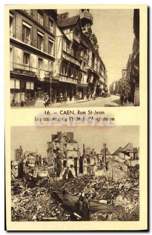 Old Postcard Caen Rue St John The surroundings of the Hotel of England Militaria