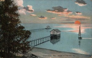 Clearwater Florida FL Clearwater Bay Sunset c1910 Vintage Postcard