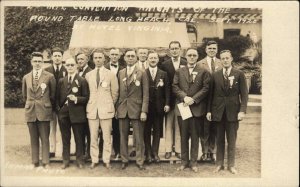 Long Beach California CA Men at Round Table Hotel Virginia Real Photo Postcard