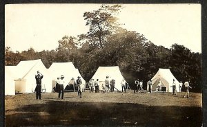 RPPC BSA BOY SCOUT TENT ENCAMPMENT REAL PHOTO POSTCARD (c. 1915)