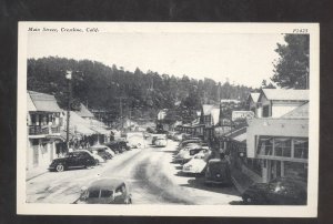 CRESTLINE CALIFORNIA DOWNTOWN MAIN STREET SCENE OLD CARS VINTAGE POSTCARD