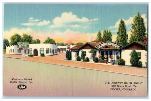 c1940 Columbine Motel Exterior Highway South Santa Fe Denver Colorado Postcard