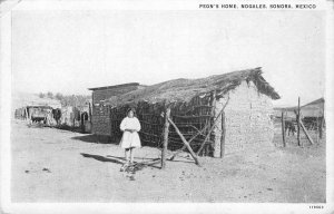 Peon's Home, Nogales, Sonora, Mexico Vintage ca 1920s Postcard