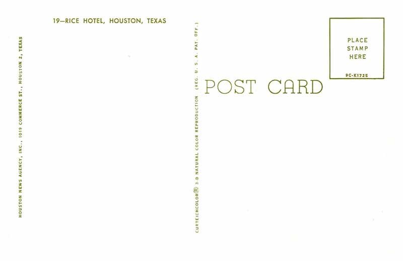 Postcard HOTEL SCENE Houston Texas TX AR0060
