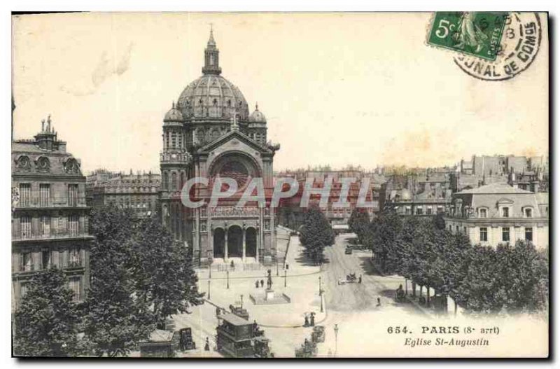 Postcard Old Paris 8 stop Eglise St Augustine