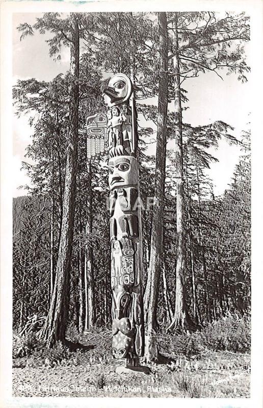 C6/ Ketchikan Alaska AK Real Photo RPPC Postcard c1950s Totem Pole