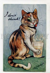 3119814 Smiling CAT w/ Glass by Louis WAIN vintage TUCK 8614 PC