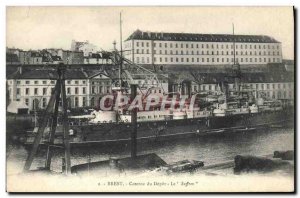 Postcard Old War Ship Brest Fire depot Le Suffren