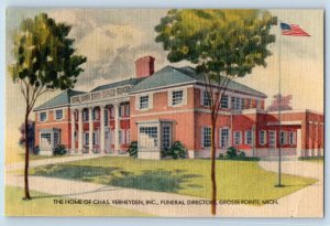 Grosse Pointe Michigan Postcard Home Chas Verheyden Inc Funeral Directors c1940