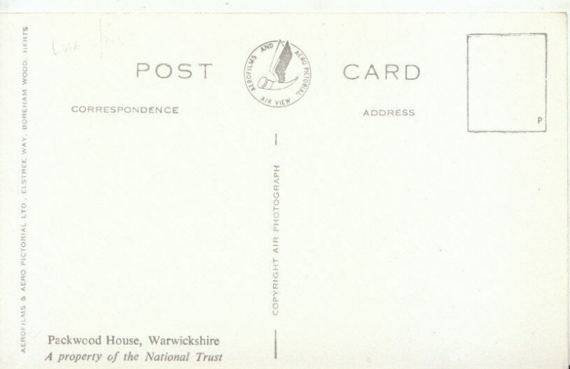 Warwickshire Postcard - Aerial View of Packwood House - Ref TZ6162 