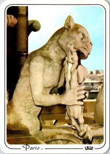 Paris, France  NOTRE DAME CHIMERA~GARGOYLE  Scary Creature Statue  4X6 Postcard