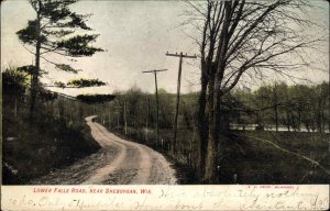Sheboygan Wisconsin WI Lowers Falls Roadway Tree-lined Dirt 1900s-20s Postcard