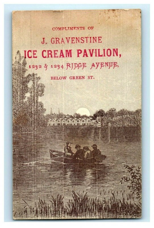 Lot Of 4 1870's J. Gravenstine Ice Cream Pavilion Harbor Scenes Moon P169