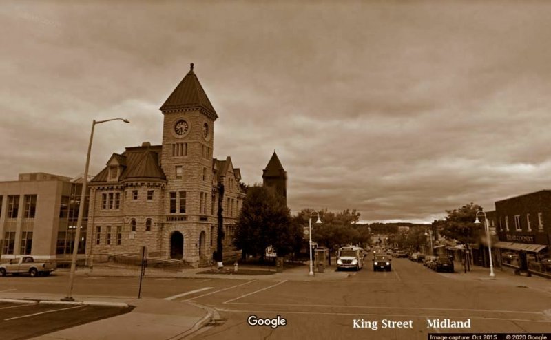 Midland Ontario~2:25 PM @ Library on King St~St Paul's United Church~RPPC c1910 