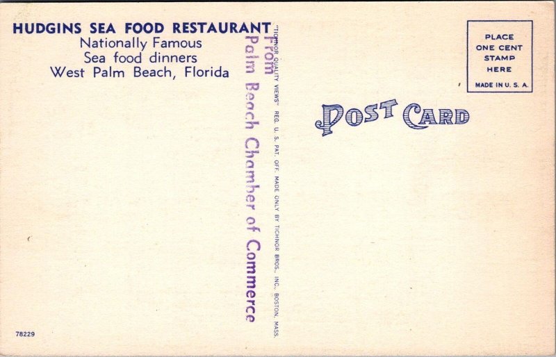 Postcard Hudgins Sea Food Restaurant West Palm Beach Florida FL