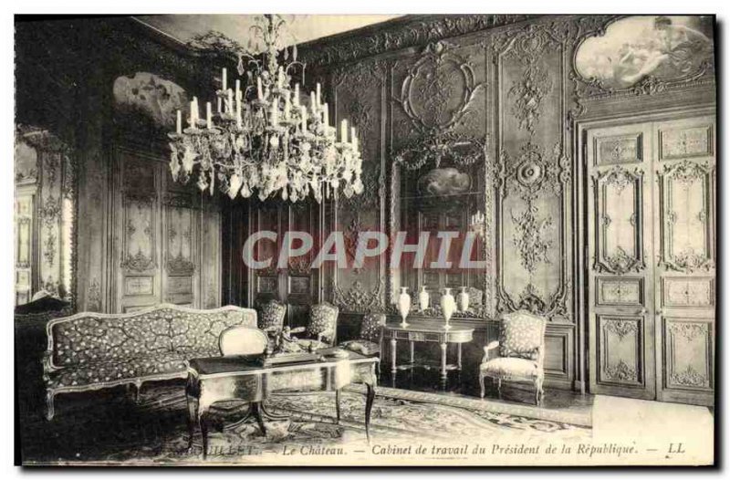 Old Postcard Rambouillet Chateau's study of the president of the republic