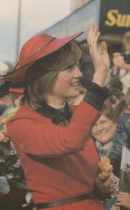 Princess Diana Red Summer Party Hat Dress Caernarvon Royal Wedding Postcard