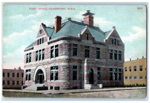 c1950's Post Office Bricks Building Entrance Roadside Davenport Iowa IA Postcard