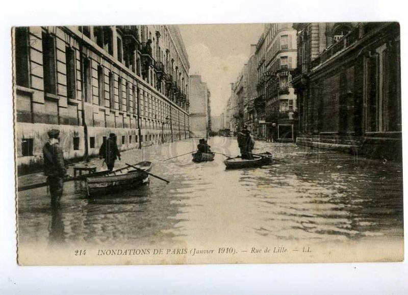 192445 FRANCE PARIS flooding 1910 La Rue de Lille Vintage PC