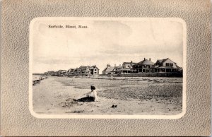 Postcard MA Minot - Surfside - Woman alone sitting on beach
