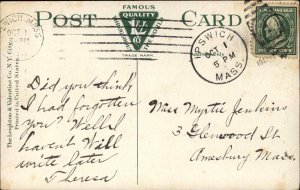 SALEM WILLOWS MA Winter Island Light House Lighthouse c1910 Postcard 