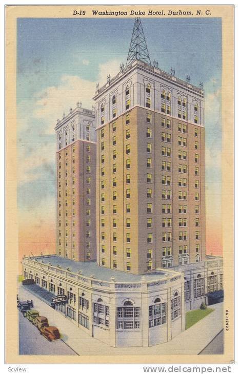 Washington Duke Hotel, Durham, North Carolina, 30-40s