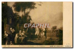 Old Postcard Watteau Louis Joseph Feast Villager Museum of Longchamp Marseille