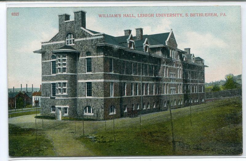 Williams Hall Lehigh University South Bethlehem Pennsylvania 1910c postcard