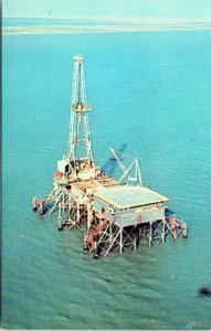 Postcard LA oil rig - Gulf Marine Drilling mobile rig one Bay Marchand