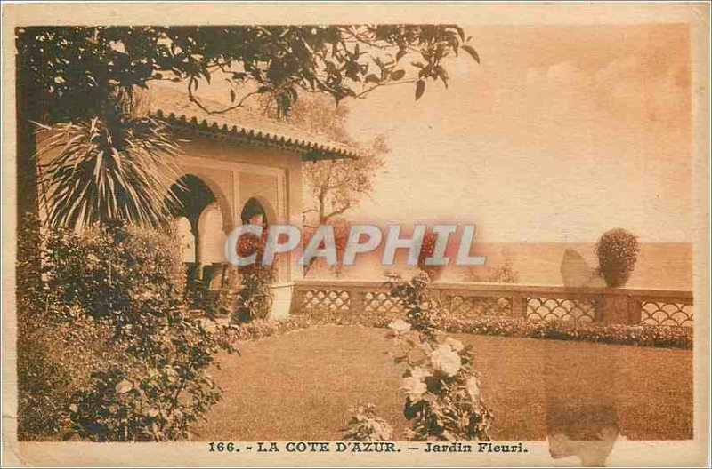 Old Postcard The riviera garden Fleuri