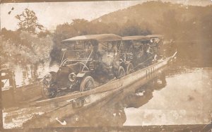 J85/ Interesting RPPC Postcard c1910 Floating Bridge Ferry Early Automobile 488