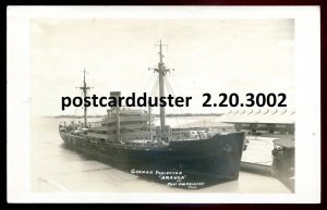h940 - FORT EVERGLADES Florida 1930s German Freighter ARAUCA Real Photo Postcard