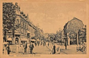 TRIER GERMANY~BAHNHOFSTRASSE und BAHNHOF~SCHAAR & DATHE PHOTO POSTCARD