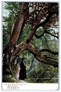 1908 Woman Standing at Gorge Park Victoria British Columbia Canada Postcard