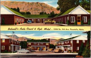 Linen Postcard Bidwell's Auto Court & Apartment Motel Pocatello, Idaho~139587