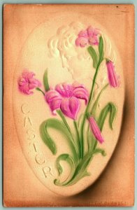 Airbrushed High Relief Embossed Violet Flowers 1908 DB Postcard F8