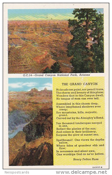 2-Views, Poem by Henry Felton Huse, GRAND CANYON National Park, Arizona, 1930...